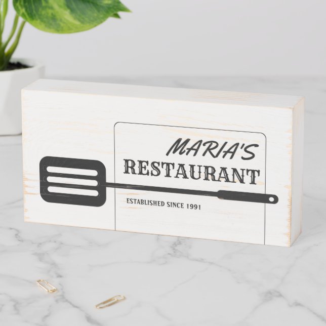 Black Spatula Restaurant Wooden Box Sign (In Situ Horizontal)