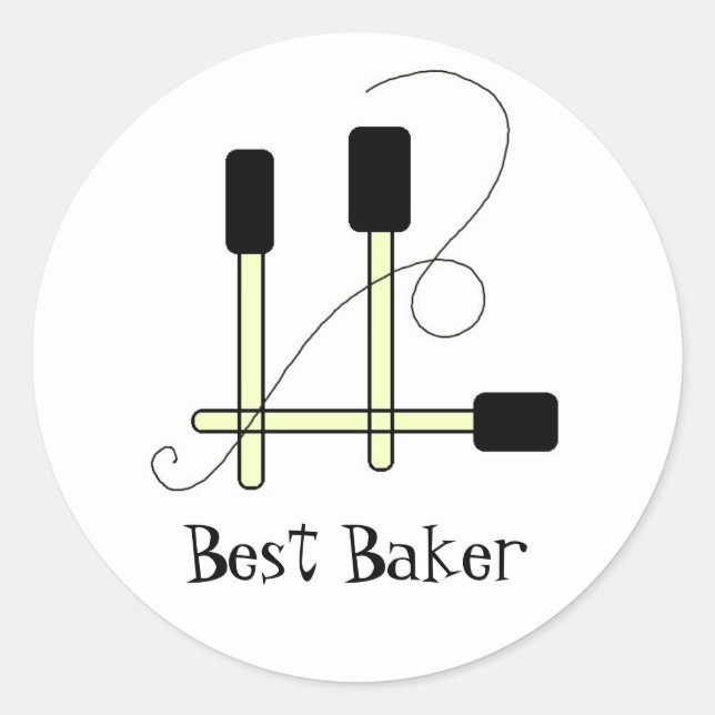 Black Spatulas Classic Round Sticker (Front)