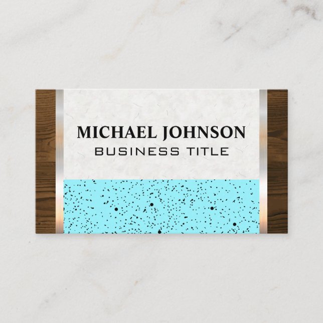 Black Speckled Blue | Wooden Metallic Business Card (Front)