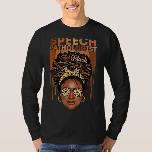 Black Speech Pathologist Love Melanin Leopard Glas T_Shirt