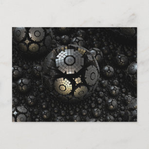 black spheres fractals postcard