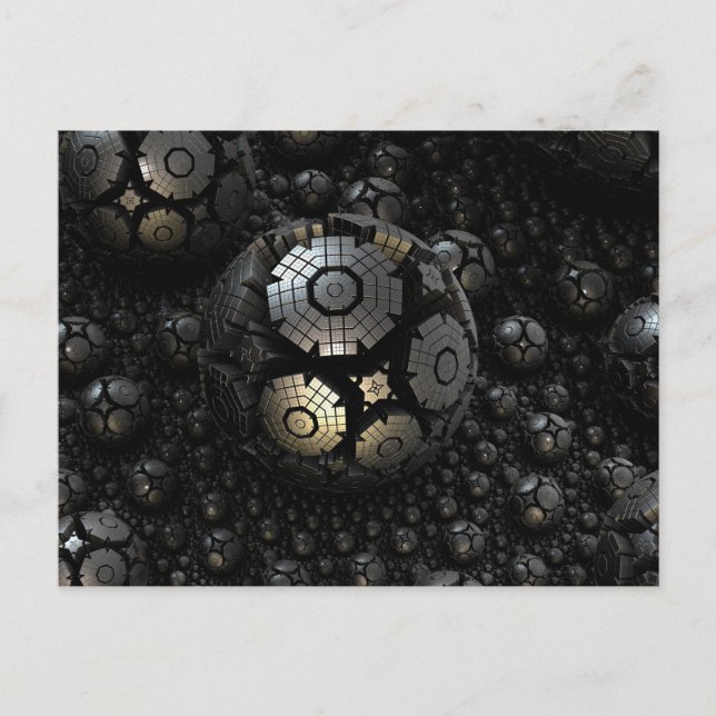 black spheres fractals postcard (Front)