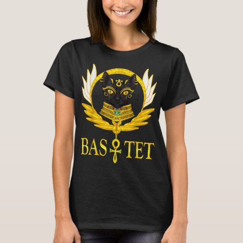 black sphynx cat goddess bastet wings ankh horus e T_Shirt