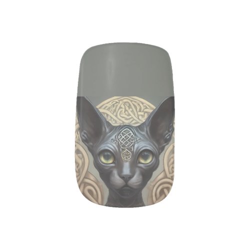 Black Sphynx Cat Gold Celtic Minx Nail Art Decals 