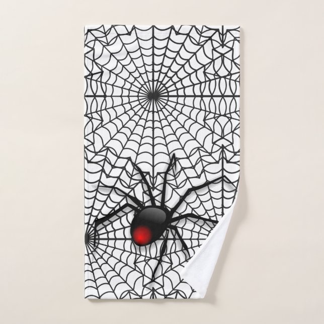 Black Spider and Web Halloween Home Guest Hand Towel (Hand Towel)