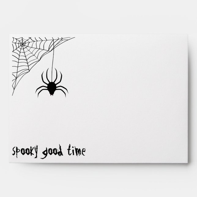 Black Spider and Web Halloween Party Invitation Envelope (Front)