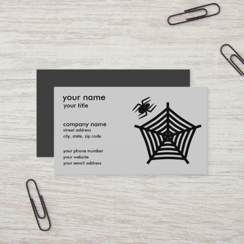 Black Spider and Web Silhouette Horizontal Business Card