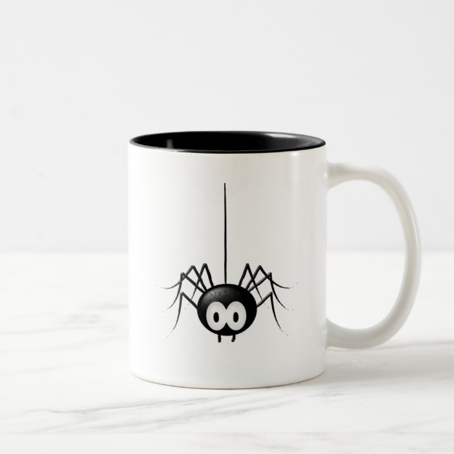 Black Spider Cute Halloween Gift Two-Tone Coffee Mug (Right)