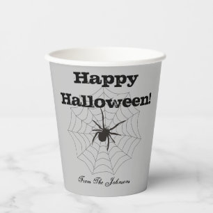 Black Spider Gray Paper Halloween Cups