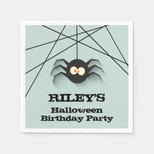 Black Spider Halloween Birthday Party Napkins
