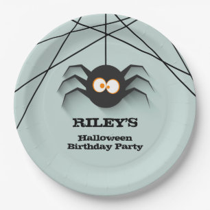 Black Spider Halloween Birthday Party Paper Plates