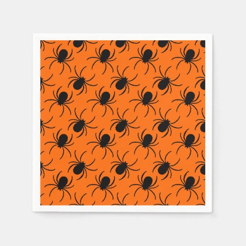 black spider halloween design napkins