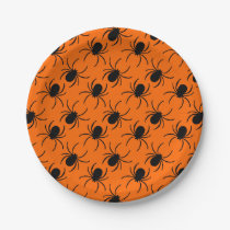 black spider halloween design paper plates