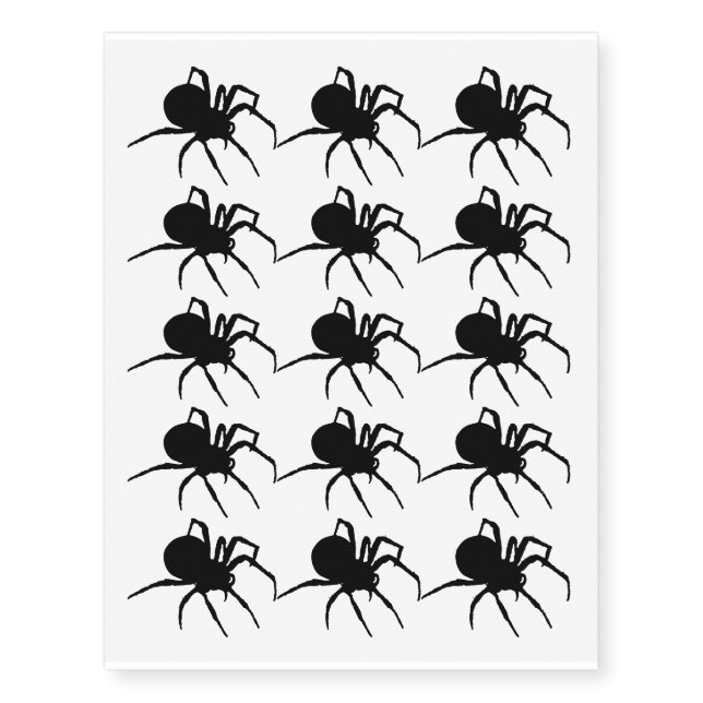 Black Spider Halloween Design Temporary Tattoos (Front)