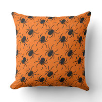 black spider halloween design throw pillow