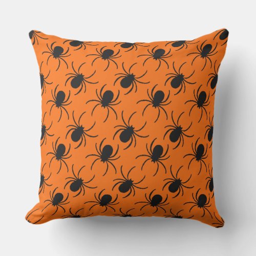 black spider halloween design throw pillow