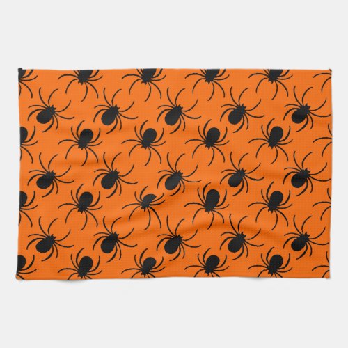 black spider halloween design towel