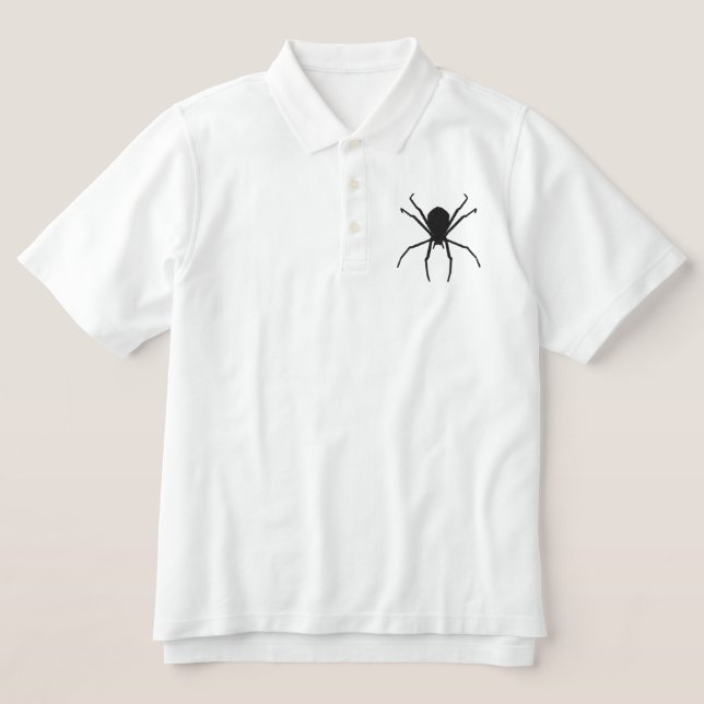 Black Spider Halloween Goth Fantasy Design Embroidered Polo Shirt (Design Front)