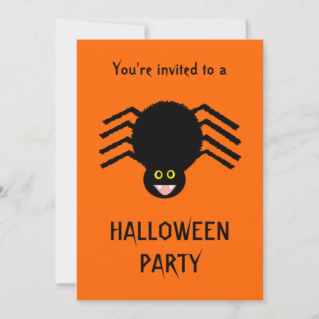 Black Spider Halloween Party Customizable Invitati Invitation (Front)