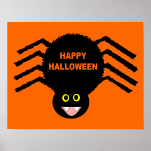 Black Spider Halloween Poster