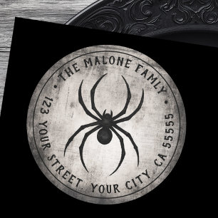Black spider Halloween return address label