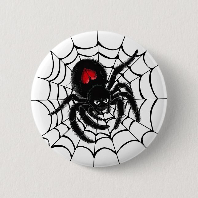Black Spider in Web Button (Front)
