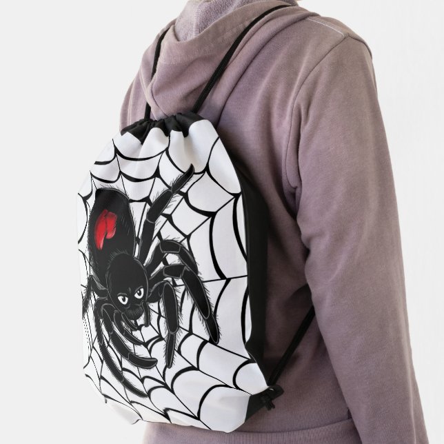 Black Spider in Web Drawstring Bag (Insitu)