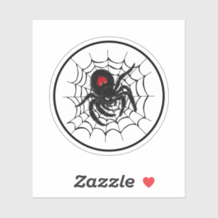 Black Spider in Web Sticker
