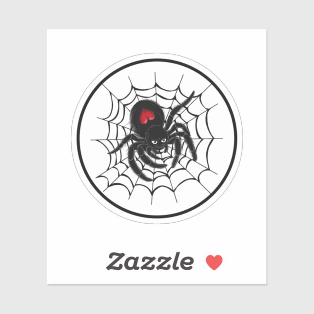 Black Spider in Web Sticker (Sheet)
