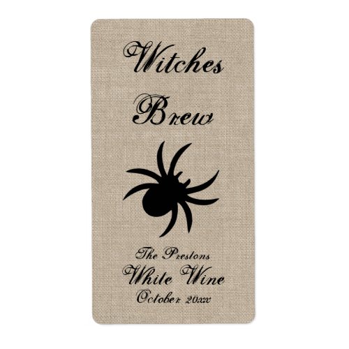 Black Spider on Burlap Wine Label