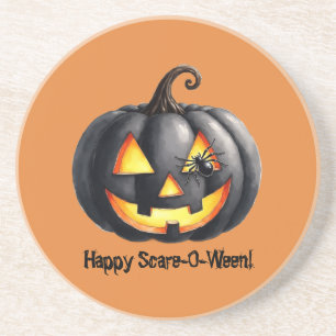 Black Spider Pumpkin Coaster