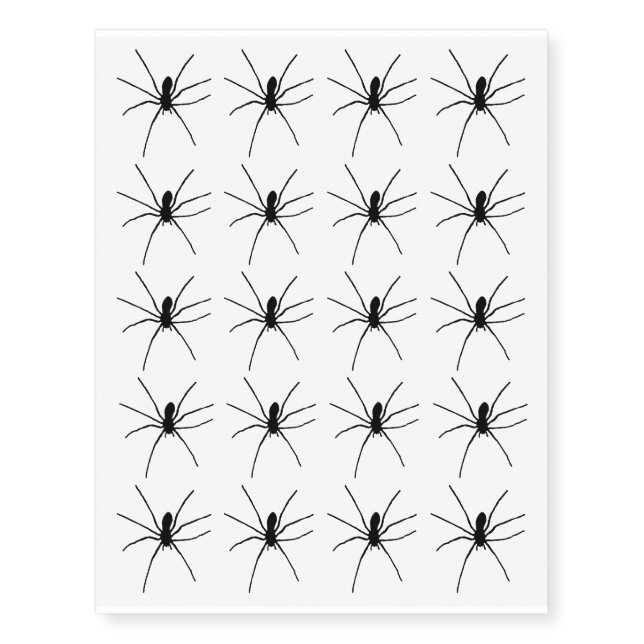Black Spider Template Temporary Tattoos (Front)