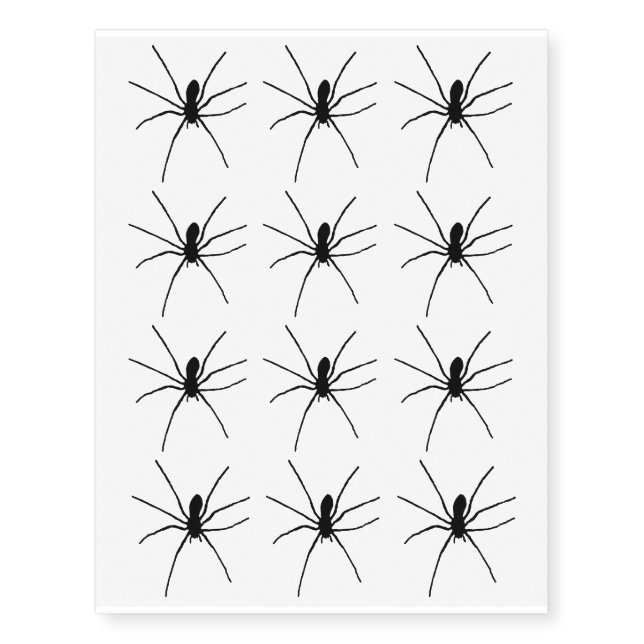 Black Spider Template Temporary Tattoos (Front)