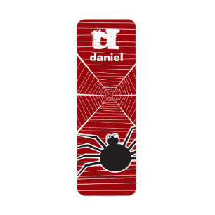 Black Spider & Web Children Halloween Party Favor Label