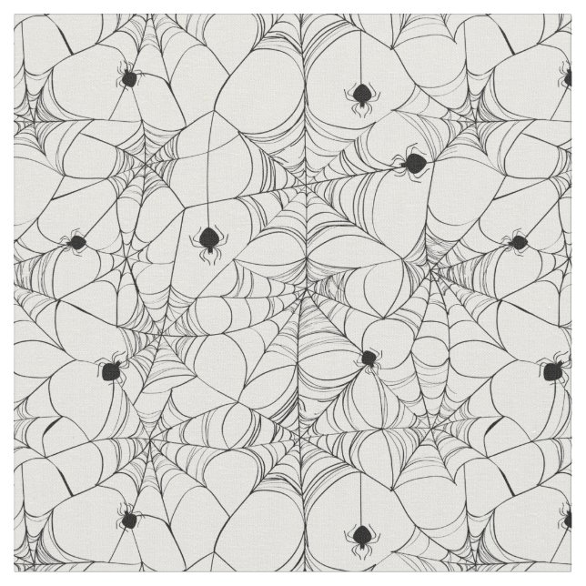 Black Spider Web Halloween Fabric (Close Up)
