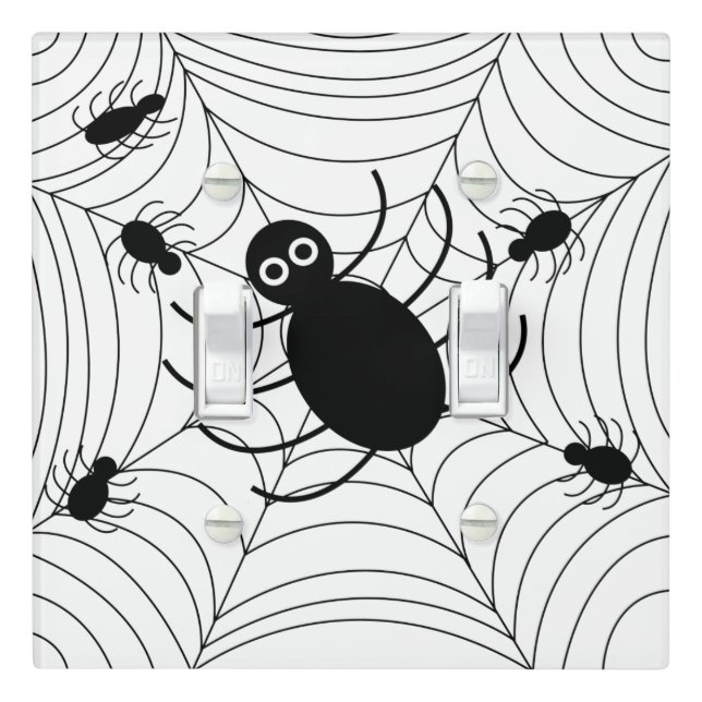 Black Spider Web Halloween Horror Light Switch Cover (In Situ)