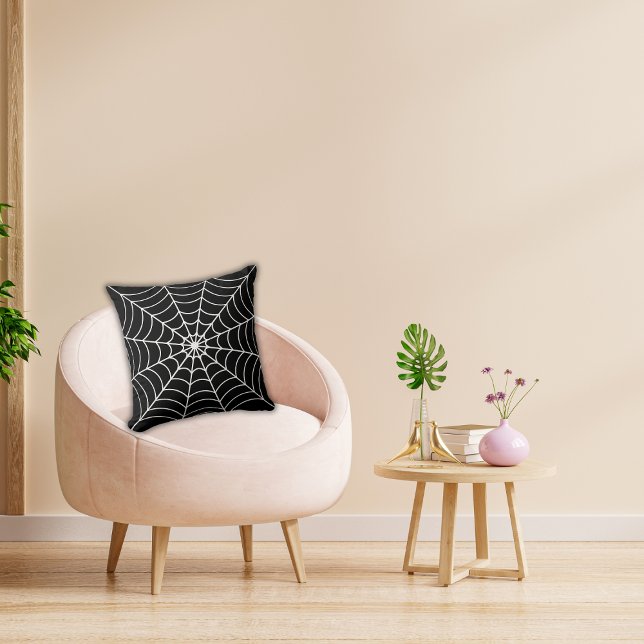 Black spider web Halloween party decor Throw Pillow (Creator Uploaded)