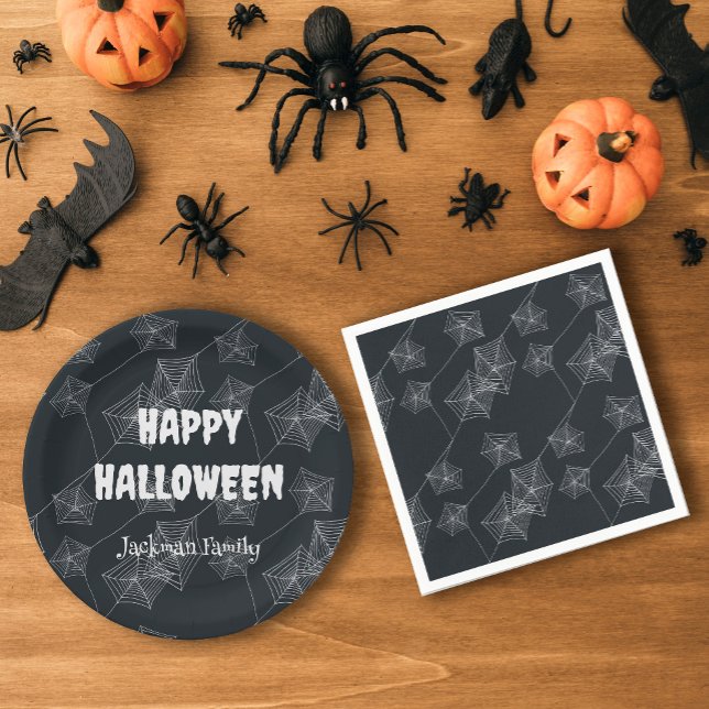 Black spider web, Halloween party Napkins (Black Spooky Halloween napkins)