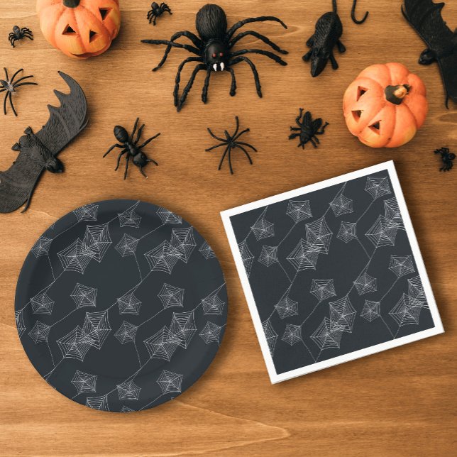 Black spider web Halloween party Paper Plates (Black spider web Halloween party Paper Plates)