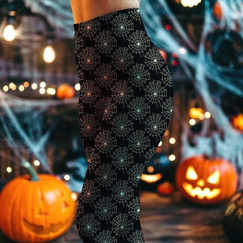 Black Spider Web Pattern Halloween Leggings