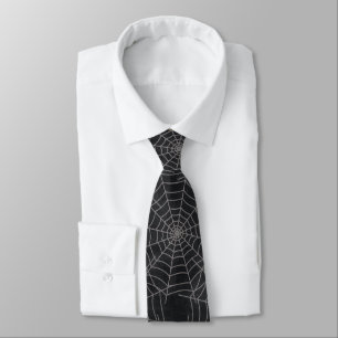 Black Spider Webs Halloween Grunge Neck Tie
