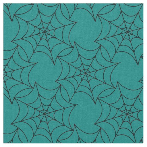 Black Spider Webs on Teal Fabric