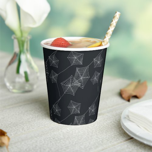 Black spider webs paper cups