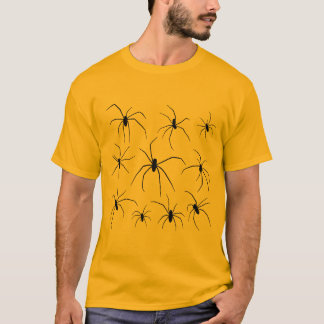 Black Spiders on Orange Halloween T-Shirt