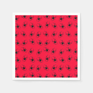 Black Spiders On Red Napkins