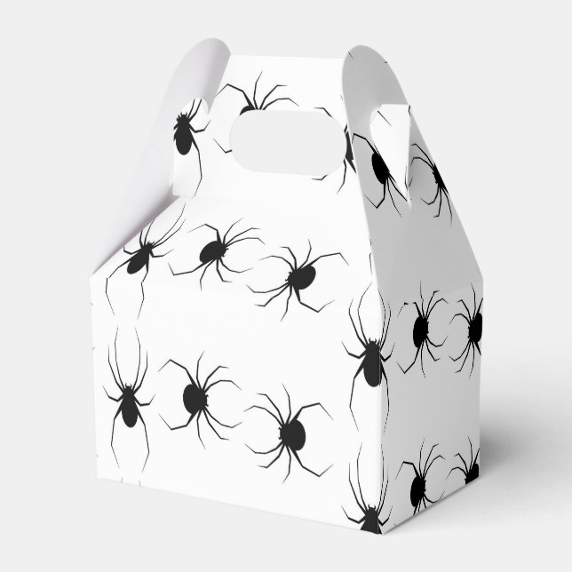 Black spiders on  white favor boxes (Front Side)