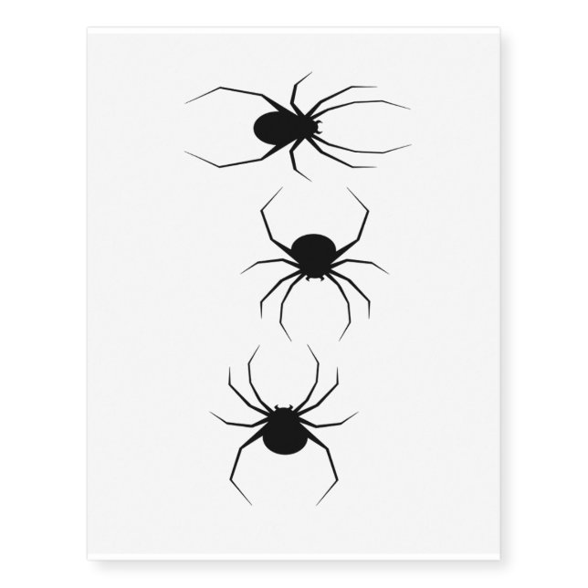 Black spiders on white small temporary tattoos (Front)