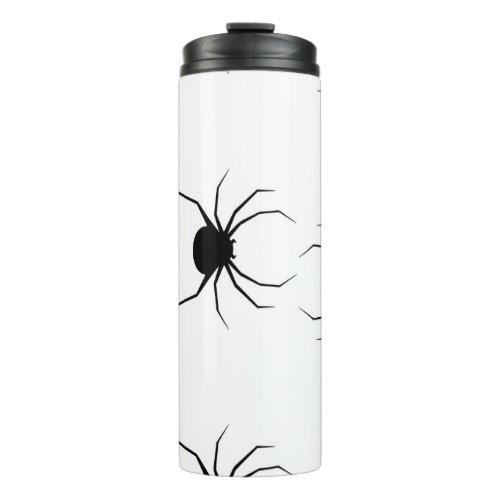 Black spiders on white thermal tumbler