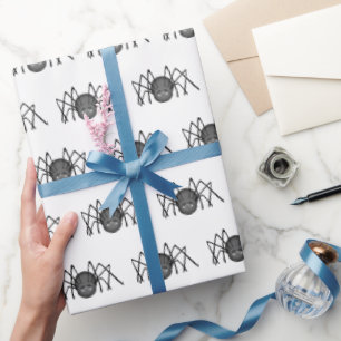 Black Spiders On White Wrapping Paper