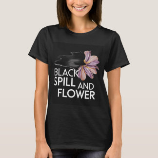 Black spill and flower T-Shirt